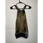 Bebe NEW Vintage Silk Halter Blouse Beaded Size Small Green Brown Photo 4