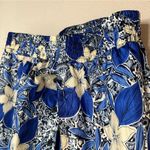 Notations Blue and white cropped floral Hawaiian shirt with shoulder pads Photo 1