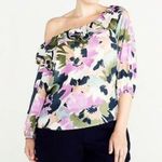 J.Crew Mercantile Floral Convertible Off The Shoulder Ruffle Top Purple Small Photo 0