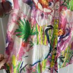 Soft Surroundings  Women's Medium Colorful Button Up Casual Art to Wear Tropical Photo 6