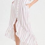 American Eagle New AEO  Outfitters Striped Ruffle Skirt Womens XL Ivory Hi Lo Hem Photo 0