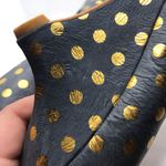 OH DEER! GRAY LEATHER "LADY IN WAITING" GOLD POLKA DOT HEELS (8) Photo 12