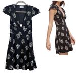 Sunday Best Rand Floral Print Deep V Neck Lined Cut Out Mini Dress Size 0 Black Photo 3