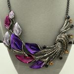 Vintage Elegant Purple and Pink Floral Statement Necklace Photo 0