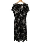 Kensie  Foil Print Chiffon Maxi Dress Size 12 Black Gold Hi-Low Whimsigoth Fairy Photo 2
