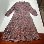 NICHOLAS Eleanor Cross Neck Keyhole Gathered Printed Midi Dress SZ 10 NEW *FLAW‎ Red Photo 16