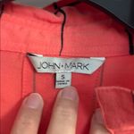 John Mark  Coral Plaid Button-Down Shirt with Black Square Design Photo 1