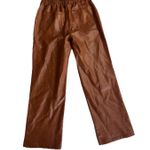 Skies Are Blue Camel Vegan-leather Straight Leg Pants M Embossed Photo 5