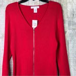 Planet Gold Size 2X Red V-neck Ribbed Zipper Front Long Sleeve Sweater Dress Photo 4