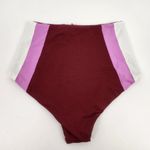 l*space L* Portia Bikini Bottom in Burgundy Pink White Size Small High Waist Photo 1