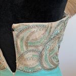 Elegant Strapless Gold and Aqua Dress Blue Size 6 Photo 10