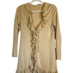 Magaschoni Cashmere Blend Ruffle Cardigan Tan Shabby Chic Size Small READ Photo 0