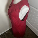 Tinley  Dress Womens Large Red Wool Sleeveless Sheath Pleated Knee Length Photo 8