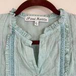 Sundance JP and Mattie Mint Green Lace Trim Oversized Button Down Top Cottagecore Size L Photo 1