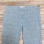 Tory Burch Blue Off White Checkered Straight Leg Cropped Side Zipper Pants 29 Photo 1
