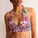 Boden Levanzo Halter Bikini Top Classic Fold Bikini Bottom Set Multi Fantastical White Size 6 Photo 1
