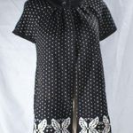 Style & Co Fair Isle Knit Y2K Black & White Floral Dotted Short Sleeve Cardigan Sweater Photo 0
