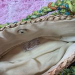 Cappelli Straworld Green Floral Butterfly Print Woven Raffia Beach Bag Tote Photo 3