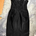 American Vintage Black Leather Suede Strapless Dress With Rhinestone Embellishment Size M Photo 2