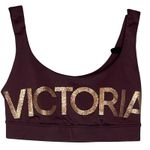 PINK - Victoria's Secret Victoria's Secret Sport XS‎ Burgundy Sports Bra with Metallic Rose Gold Photo 0