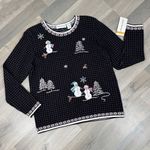 Alfred Dunner Embroidered Snowman Polka Dot Holiday Christmas Sweater Black S Photo 10