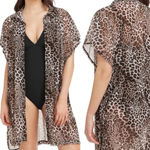 SEA LEVEL Wildside Mesh Beach Coverup Caftan Shirt Animal Print Size S NWT Black Photo 12