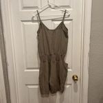 Gold Hawk Wome's Khaki Silk Linen Romper Y2K Beachy Boho Festival Quiet Luxury Tan Size L Photo 4