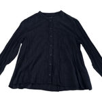 Pilcro By Anthropologie Womens Black Embroidered Floral Long Sleeve Shirt Medium Photo 0