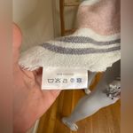 Siizu Blanket Cape Light Grey Mauve Stripe Fringed 51"x55" Pink Photo 4