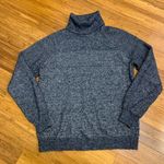 Loft Women Medium Sweater Navy Blue Turtleneck Textured Knit Cotton Blend Raglan Photo 0