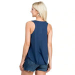 LA SOUL Navy Floral Peaceful Elephant Graphic Tank Top Lightweight Summer Shirt Blue Size L Photo 3