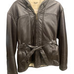 wilson's leather ‎ Chocolate Brown Faux Fur Lined Jacket Belted Womens Size Medium Photo 0