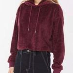 Urban Outfitters  Hoodie Plum Sherpa/ Teddy Cropped Hoodie Sz M NWT Fleece Cozy Photo 0