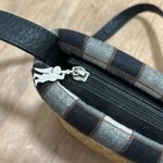 AMERICAN ANGEL | Black Leather and Woven Straw Handbag w/ Checkered Pattern Photo 2