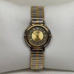 Milan Diamond quartz women watch 25mm round gold silver tone stretch 6” running Photo 0