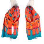 Calvin Klein Jeans Calvin Klein Firecracker Blouse Small Orange Teal Short Sleeves New Photo 1