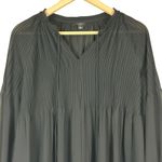 Ann Taylor  Blouse Womens SP Black Sheer Pleated Gothic Cottagecore Boho Photo 1