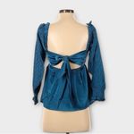 Petal and Pup Montana Blue Satin Square Neck Babydoll Top Back Tie Cut Out XS New Photo 5