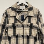 Lucky Brand NWT Women's Beige and Black Buffalo Plaid Oversized Shirt Jacket M Photo 5