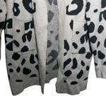 Womens Gray Black Leopard Print Open Front Long Sleeve Cardigan Sweater Size L Size L Photo 2