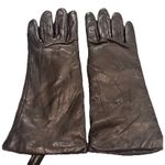 Black Genuine Leather Gloves Women’s Sz 7 100% Cashmere Lined Medium Driving Photo 1