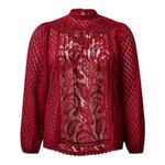 Torrid  Mixed Lace High Neck Sheer Blouse Cottage Core Long Sleeve‎ Womens 1X Photo 1