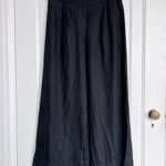 Free The Label • Monaco Pants black linen wide leg pleated ankle cropped Size M Photo 0