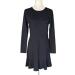 Loft  Chic Black sweater Dress with white Ruffle Trim Neckline Photo 9