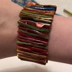 Women’s Multi Color Colorful Beaded Shell Costume Bracelet Cuff Photo 5