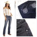 Vintage‎ America Bootcut black Jeans Embroidered Rhinestones Pockets Sz 12P Photo 4