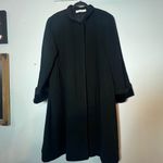 Larry Levine  Vintage Black Wool Trench Coat Full Length Coat Velvet Size 14 Photo 2