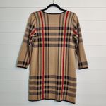 Anne Klein ANN KLEIN Knit Camel Plaid Combo Long Line Cardigan Sweater Size M Photo 1