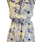 Parker ‎ Gray Yellow Purple Floral Print Sleeveless Silhouette Dress Silk Small Photo 0