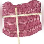 Lucky Brand Aztec Blouse Womens Size Large Maroon Scoop Neck Boho Cottagecore Photo 8